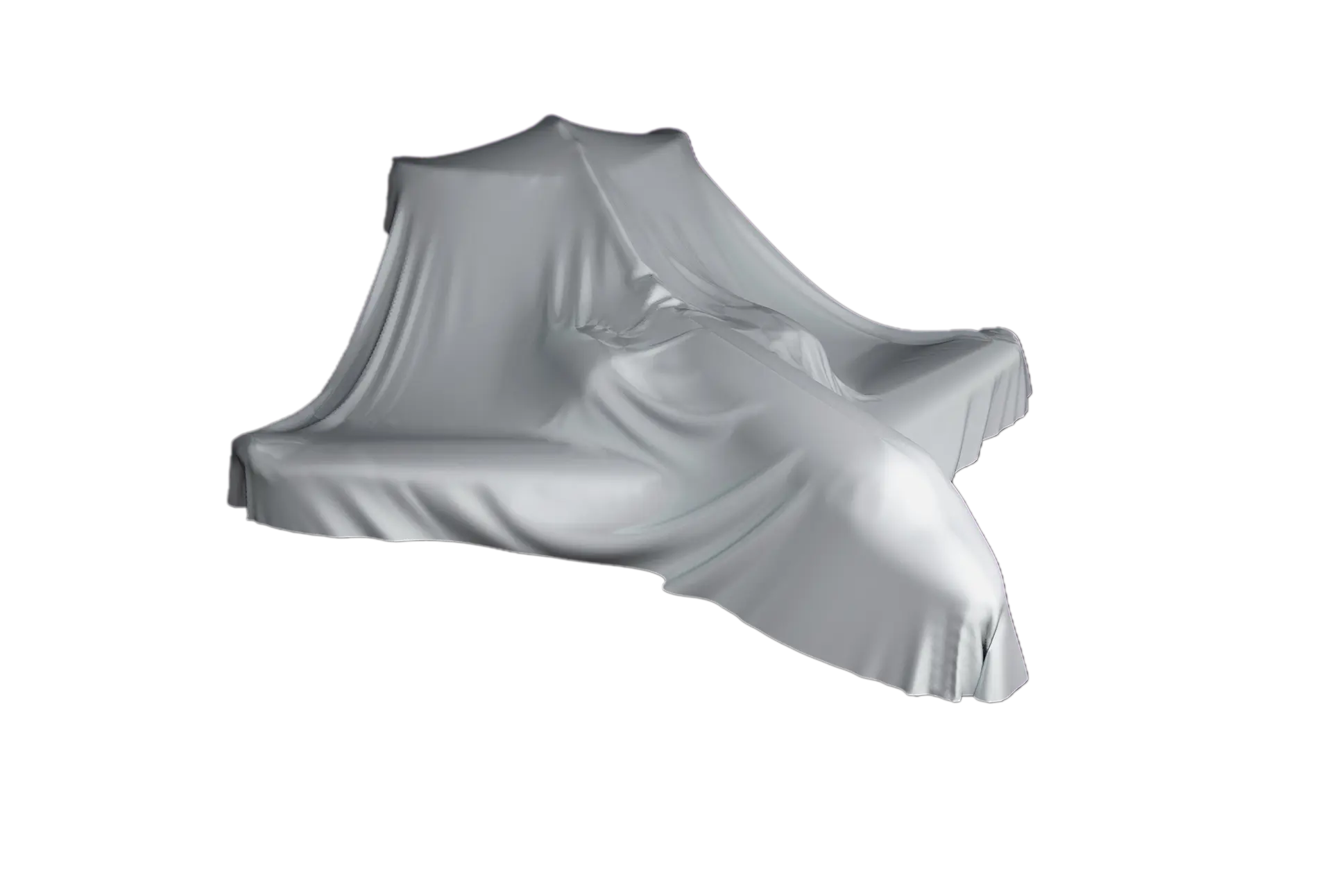 A 3D model of a private jet hidden under a cover